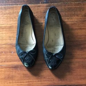 Authentic Chanel shoes. Classic black ballet flats